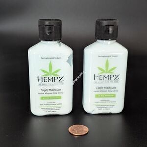 2 Hempz Lotion minis Triple Moisture Herbal Whipped Body Creme